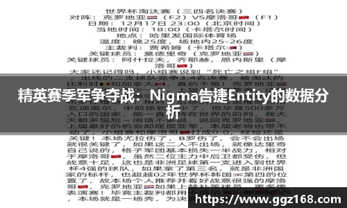 精英赛季军争夺战：Nigma告捷Entity的数据分析